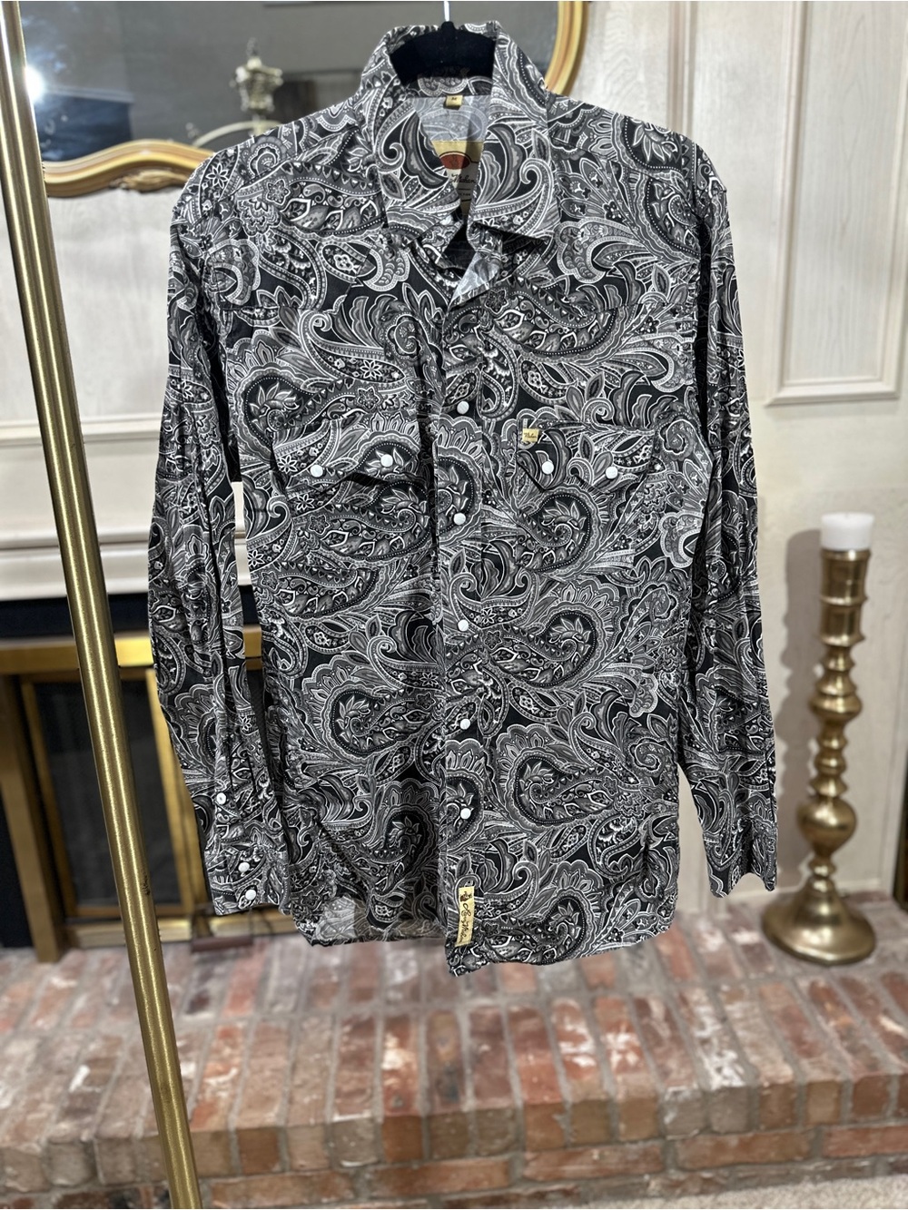 Larry Mahan Shirt M Western Paisley Coastal Cowboy Rockabilly Psych Indie